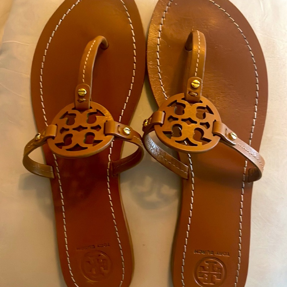Tory Burch Mini Miller Black Leather Sandal Shoes Size 9
